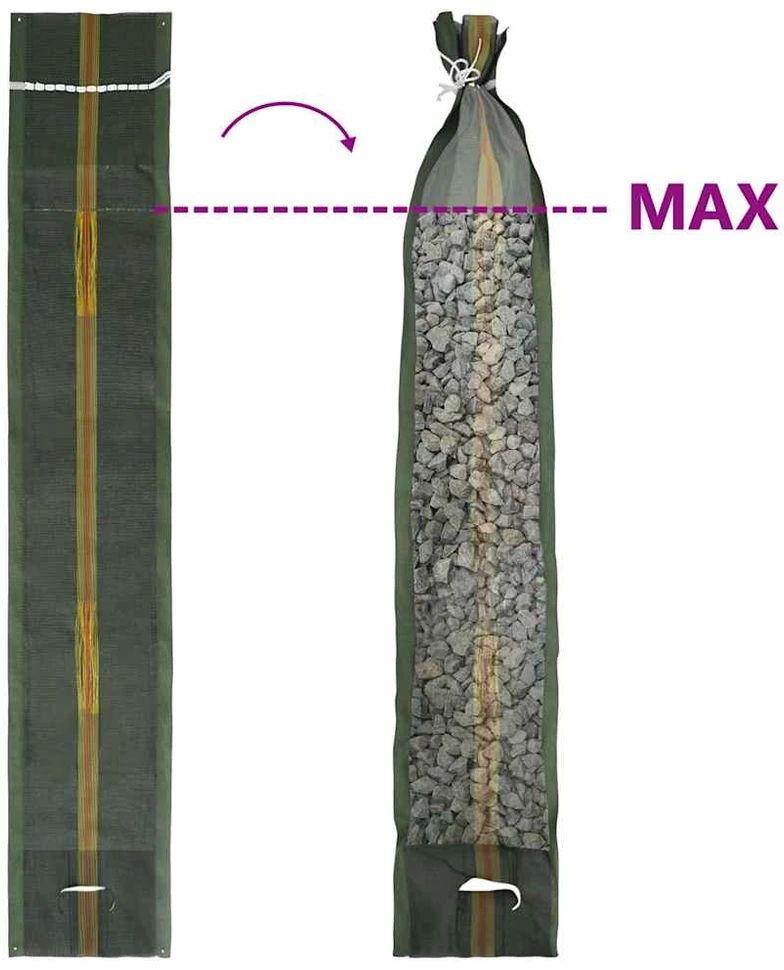 Smėlio maišai, 10vnt., tamsiai žali, 103x25cm, HDPE