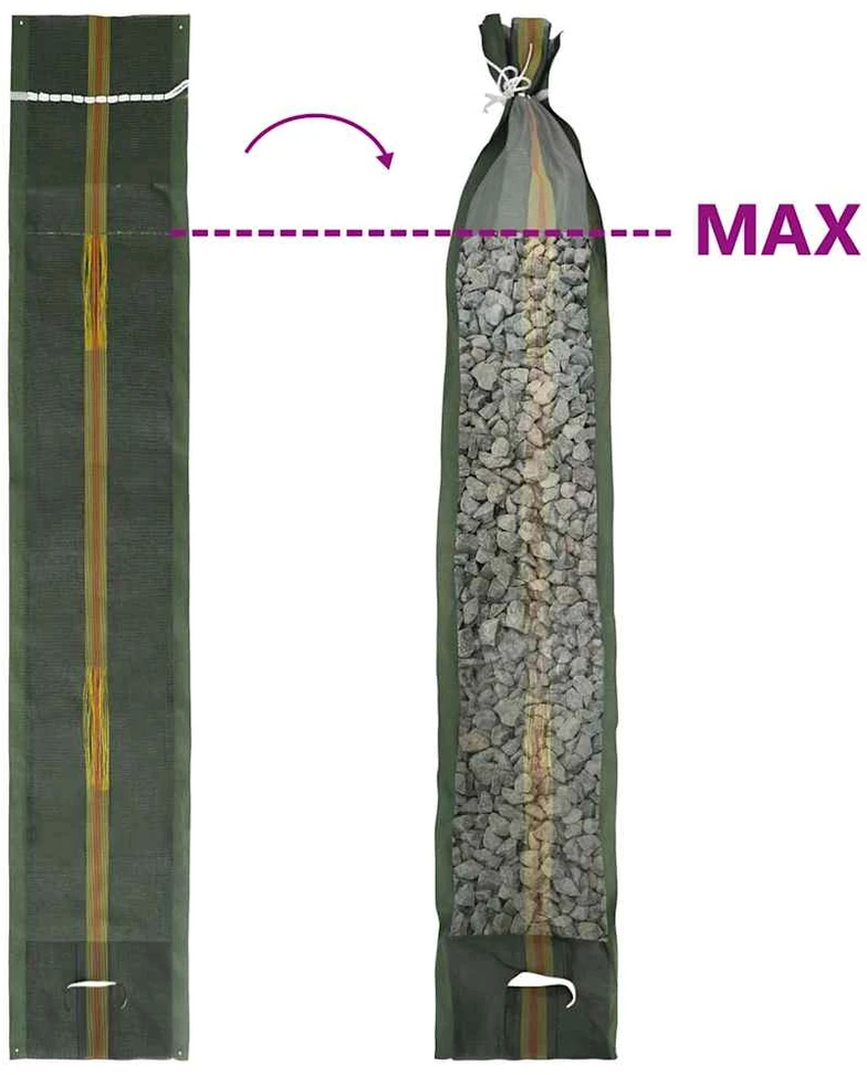 Smėlio maišai, 25vnt., tamsiai žali, 103x25cm, HDPE