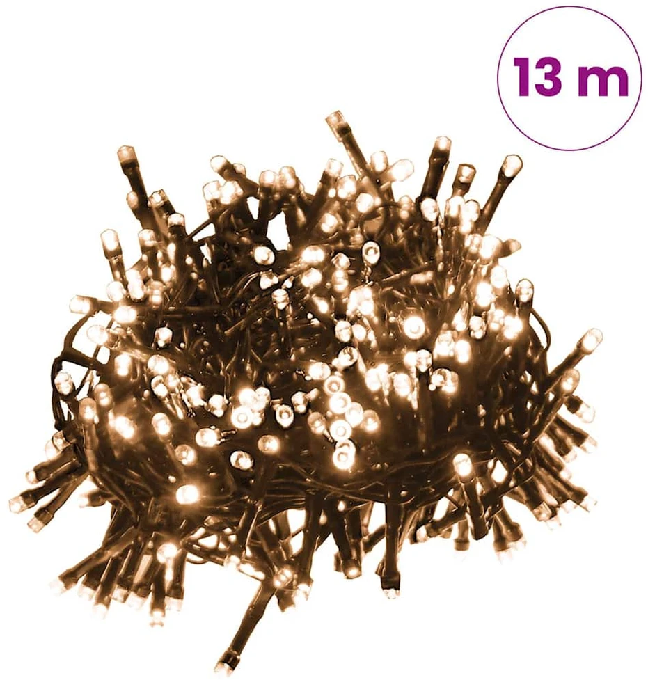 Smulkių LED lempučių girlianda, 13m, PVC, 400 šiltų baltų LED