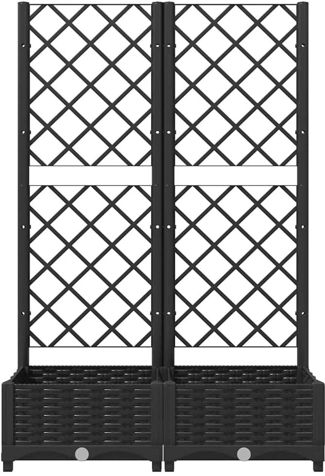 Sodo lovelis su treliažu, juodos spalvos, 80x40x121,5cm, PP