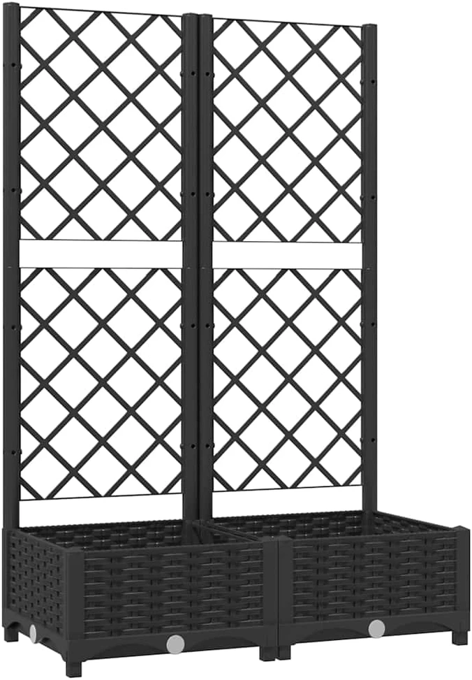 Sodo lovelis su treliažu, juodos spalvos, 80x40x121,5cm, PP