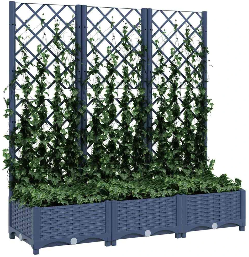 Sodo lovelis su treliažu, tamsiai pilkas, 120x40x121,5cm, PP