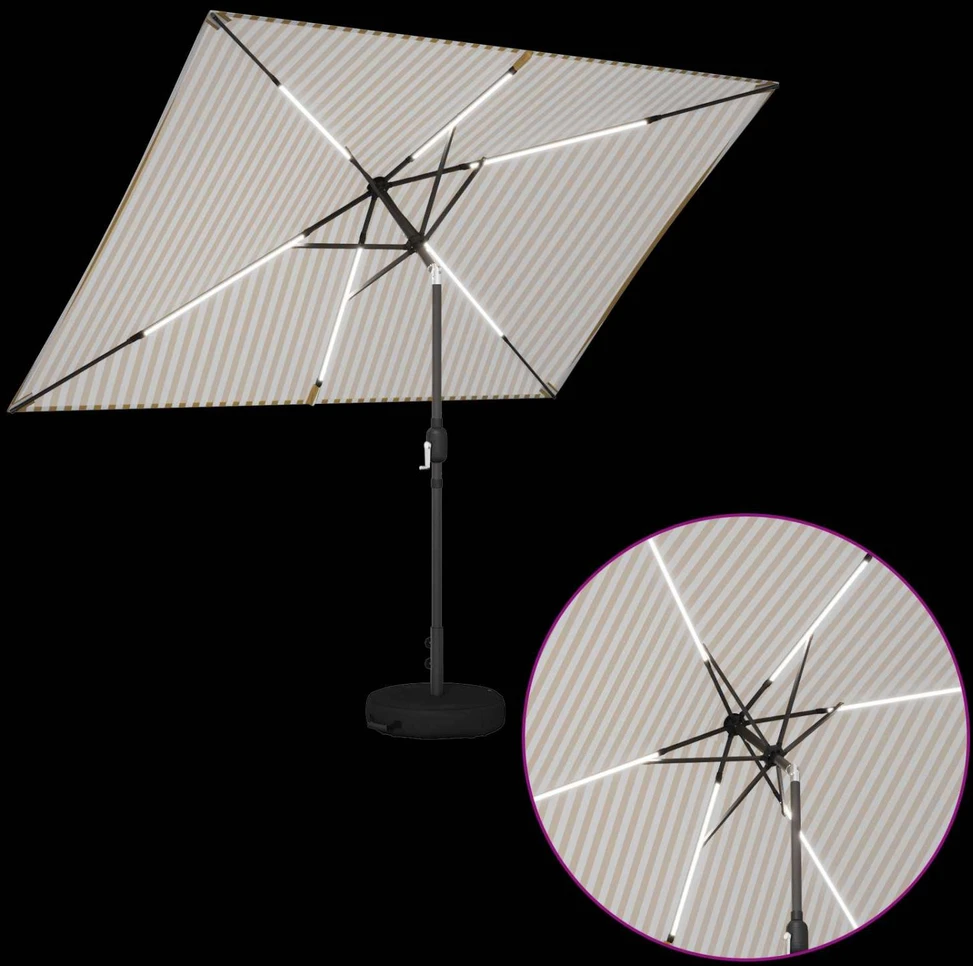 Sodo skėtis su LED šviesomis ir standu 200 x 300 cm Poliesteris