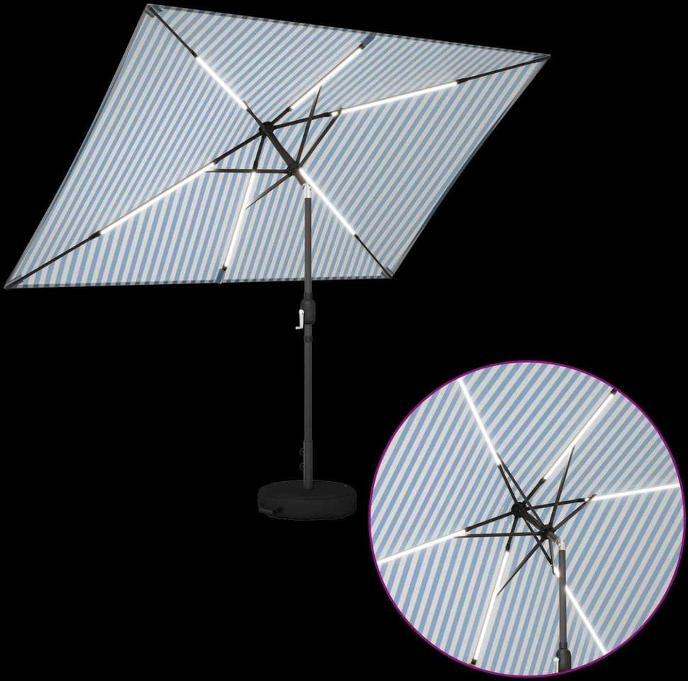 Sodo skėtis su LED šviesomis ir standu 200 x 300 cm Poliesteris