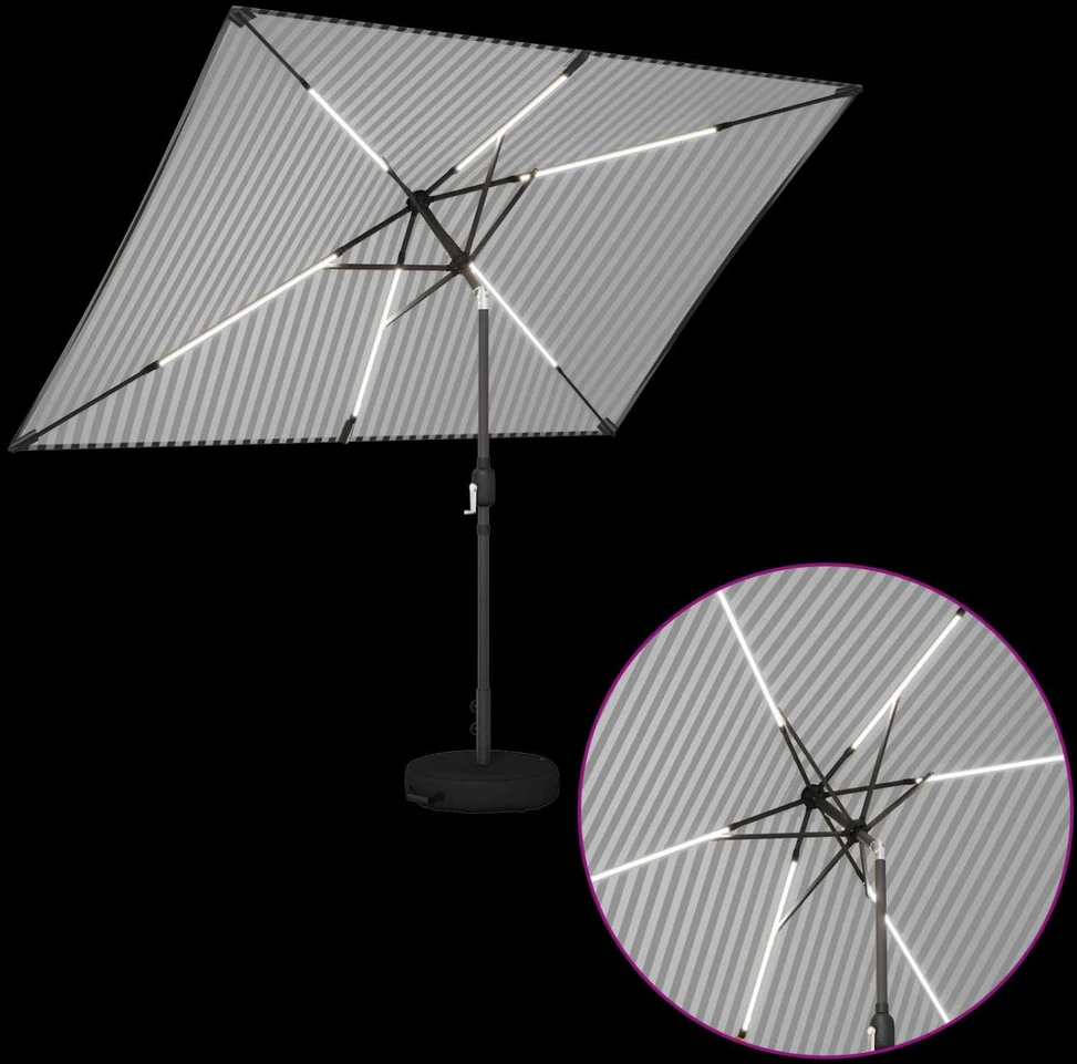 Sodo skėtis su LED šviesomis ir standu 200 x 300 cm Poliesteris