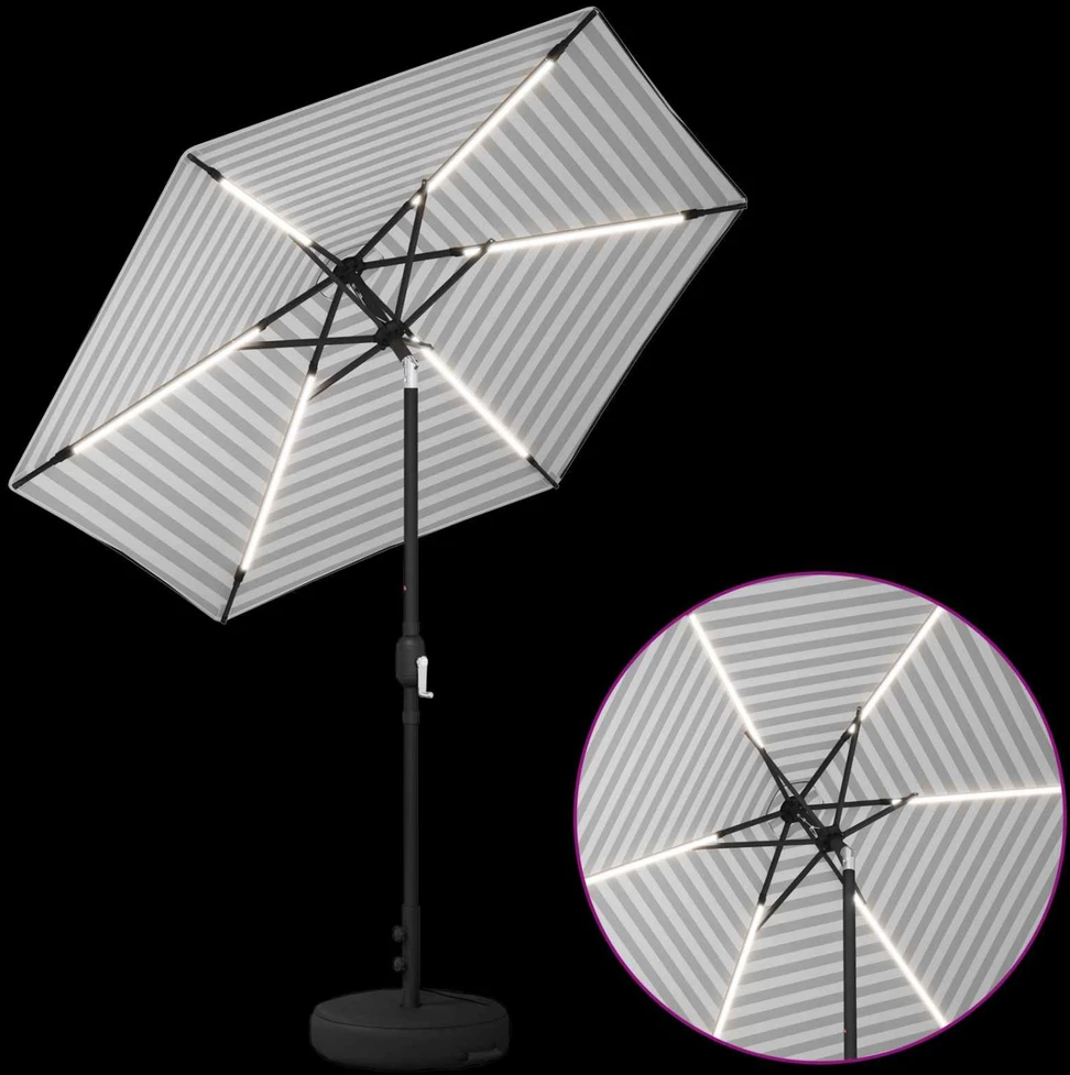 Sodo skėtis su LED šviesomis ir standu 230 x 230 cm Poliesteris