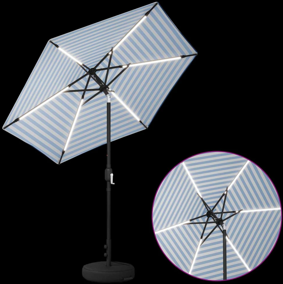 Sodo skėtis su LED šviesomis ir standu 230 x 230 cm Poliesteris