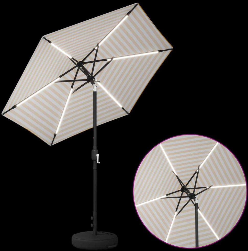 Sodo skėtis su LED šviesomis ir standu 230 x 230 cm Poliesteris
