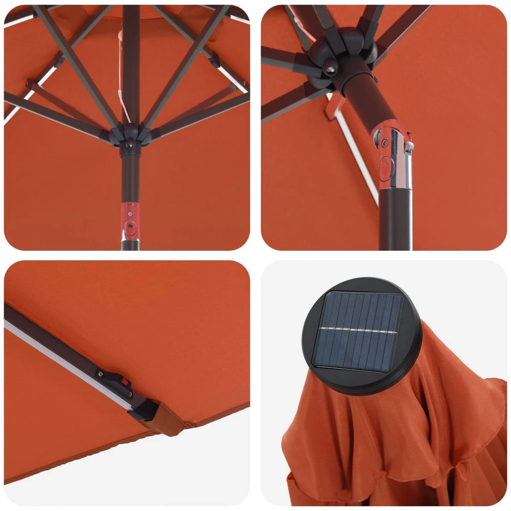 Sodo skėtis su LED šviesomis ir standu 230 x 230 cm Poliesteris