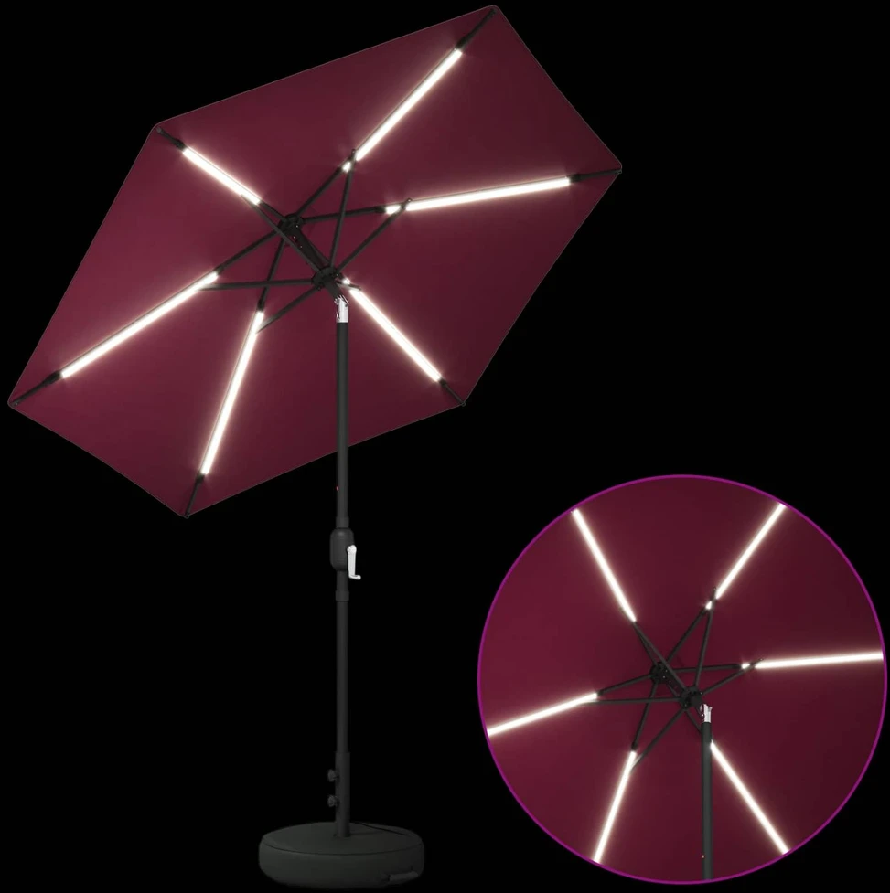 Sodo skėtis su LED šviesomis ir standu 230 x 230 cm Poliesteris