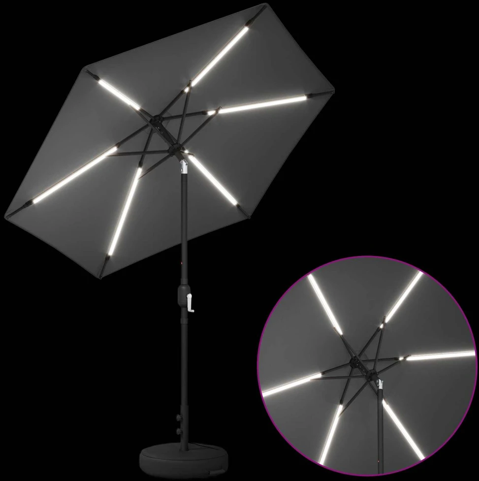Sodo skėtis su LED šviesomis ir standu 230 x 230 cm Poliesteris