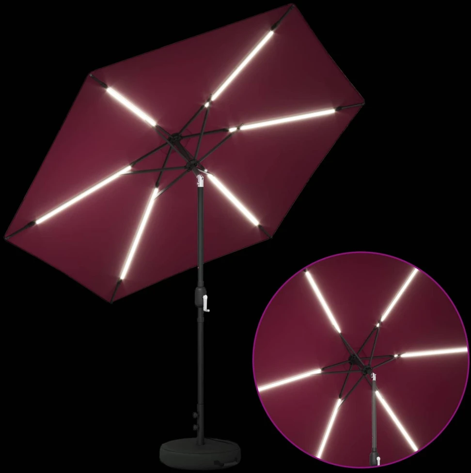 Sodo skėtis su LED šviesomis ir standu 270 x 270 cm Poliesteris