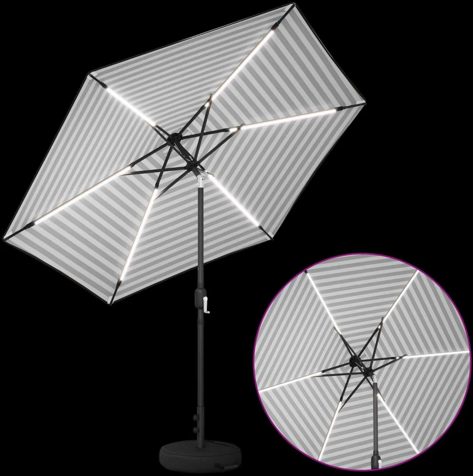 Sodo skėtis su LED šviesomis ir standu 270 x 270 cm Poliesteris