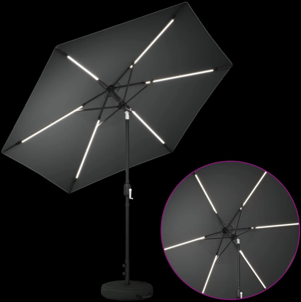 Sodo skėtis su LED šviesomis ir standu 270 x 270 cm Poliesteris