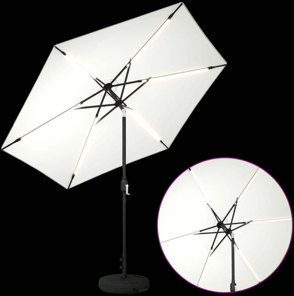 Sodo skėtis su LED šviesomis ir standu 270 x 270 cm Poliesteris