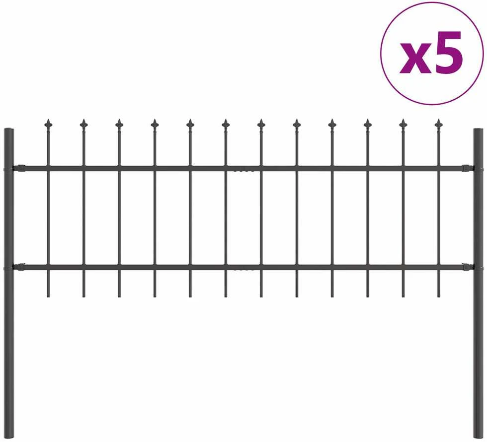 Sodo tvora WOERDEN 5 vnt. 8,5 x 0,6 m Miltelinis plienas Pilka