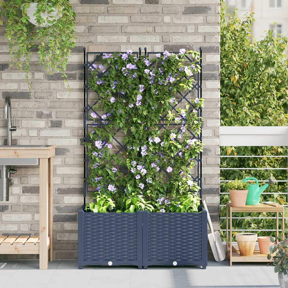 Sodo vazonas 2 vnt. Pilka 80 x 40 x 143 cm PP