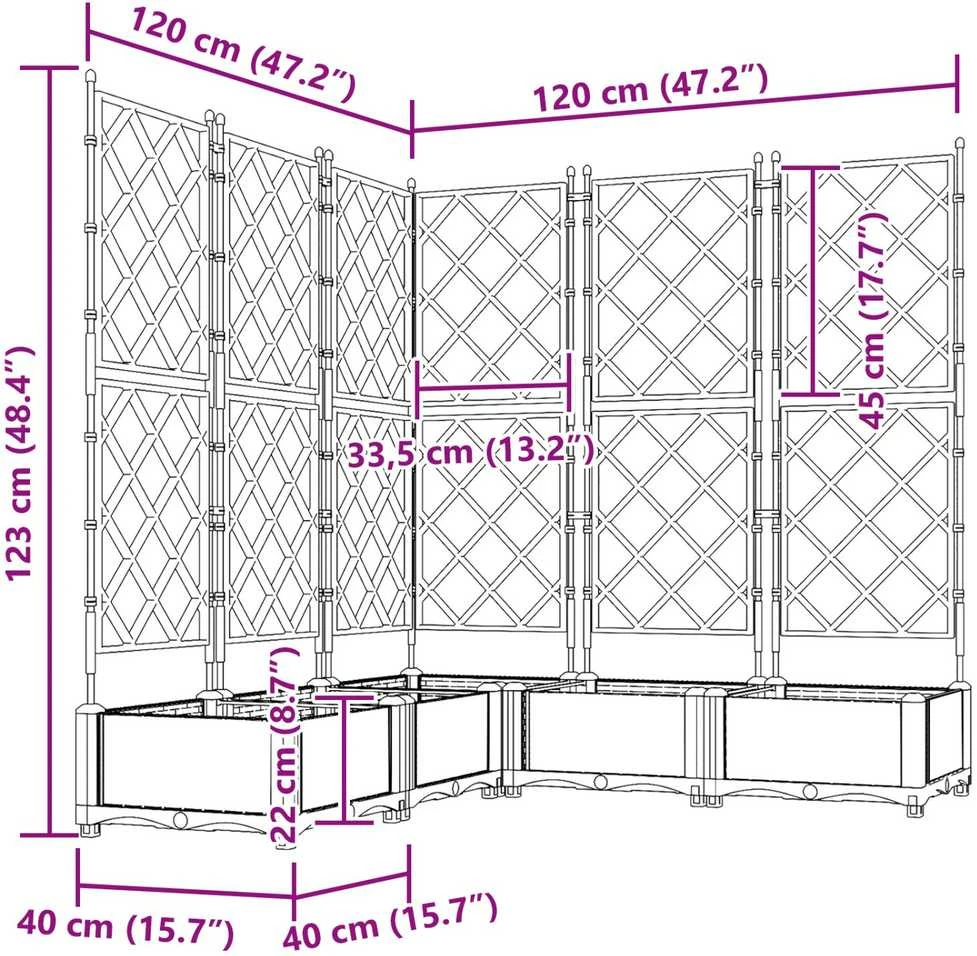 Sodo vazonas 5 vnt. Pilka 120 x 120 x 125,5 cm PP