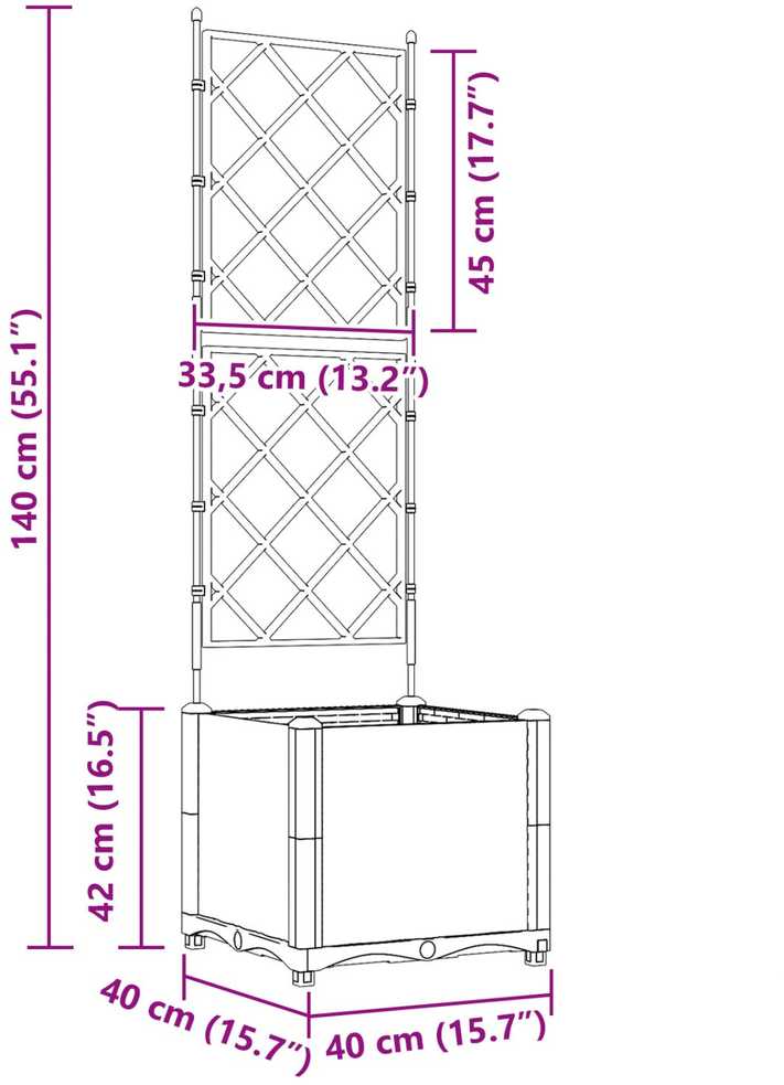 Sodo vazonas Pilka 40 x 40 x 143 cm PP