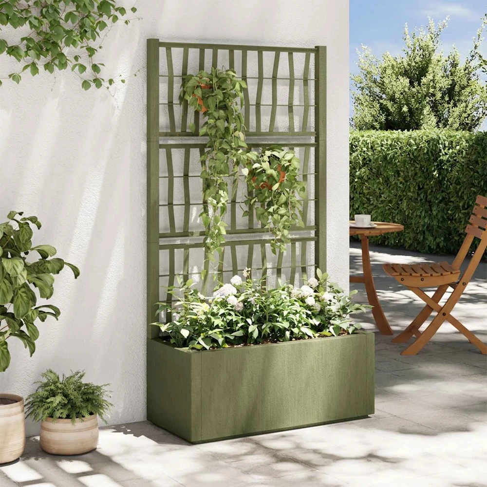 Sodas vazonas su trellis Žalia 80 x 36 x 140 cm PP