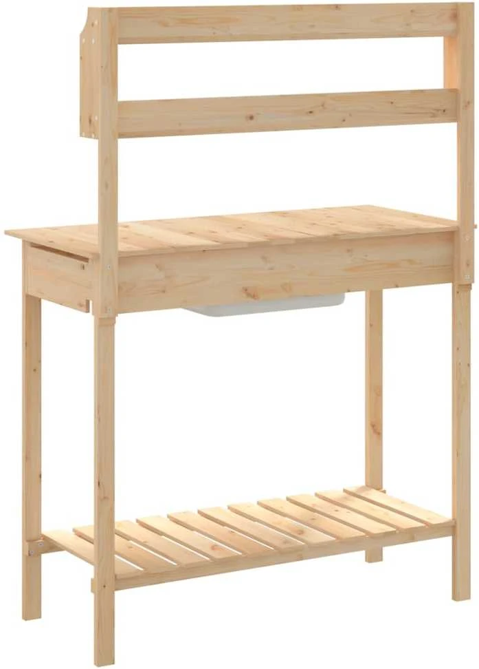 Sodinimo stalas su plautuve, 147,5x44x139,5cm, eglės masyvas