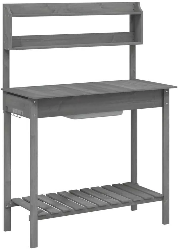 Sodinimo stalas su plautuve, pilkas, 147,5x44x139,5cm, eglė