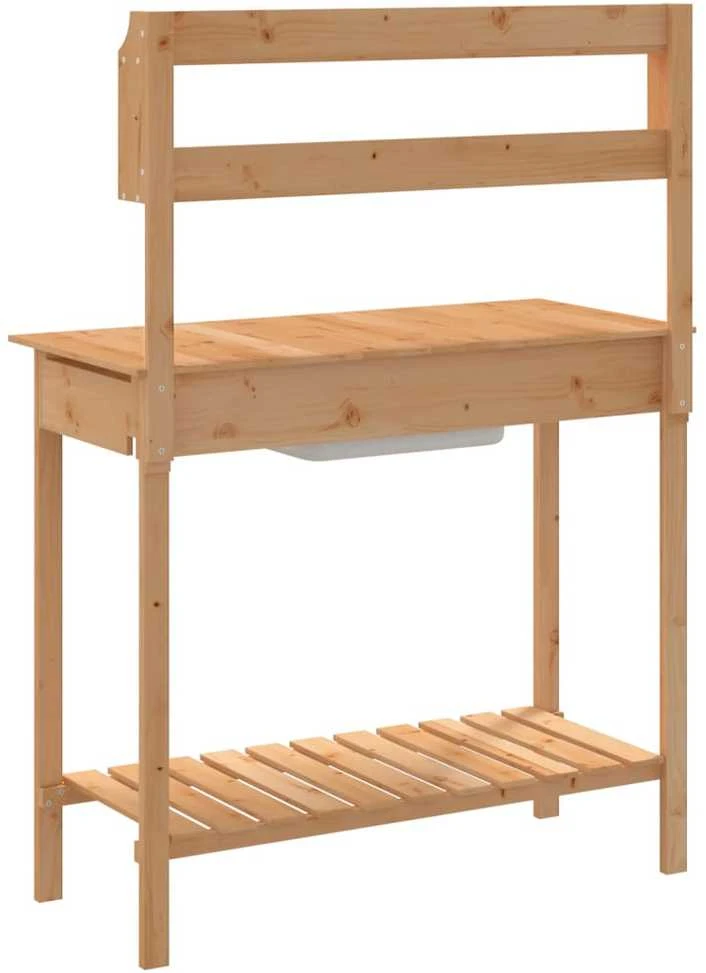 Sodinimo stalas su plautuve, rudas, 147,5x44x139,5cm, eglė