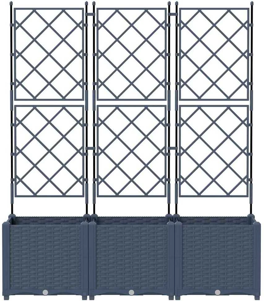 Sodo vazonas 3 vnt. Pilka 120 x 40 x 143 cm PP