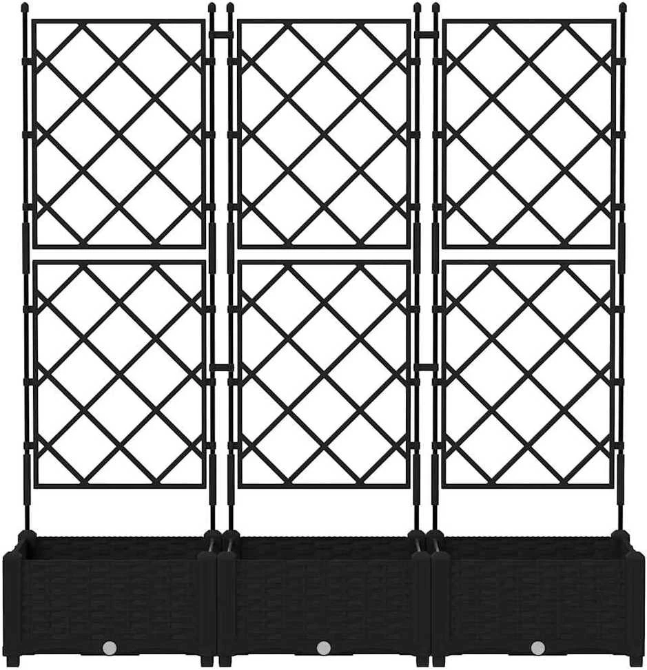 Sodo vazonas 3 vnt. Juoda 120 x 40 x 125,5 cm PP