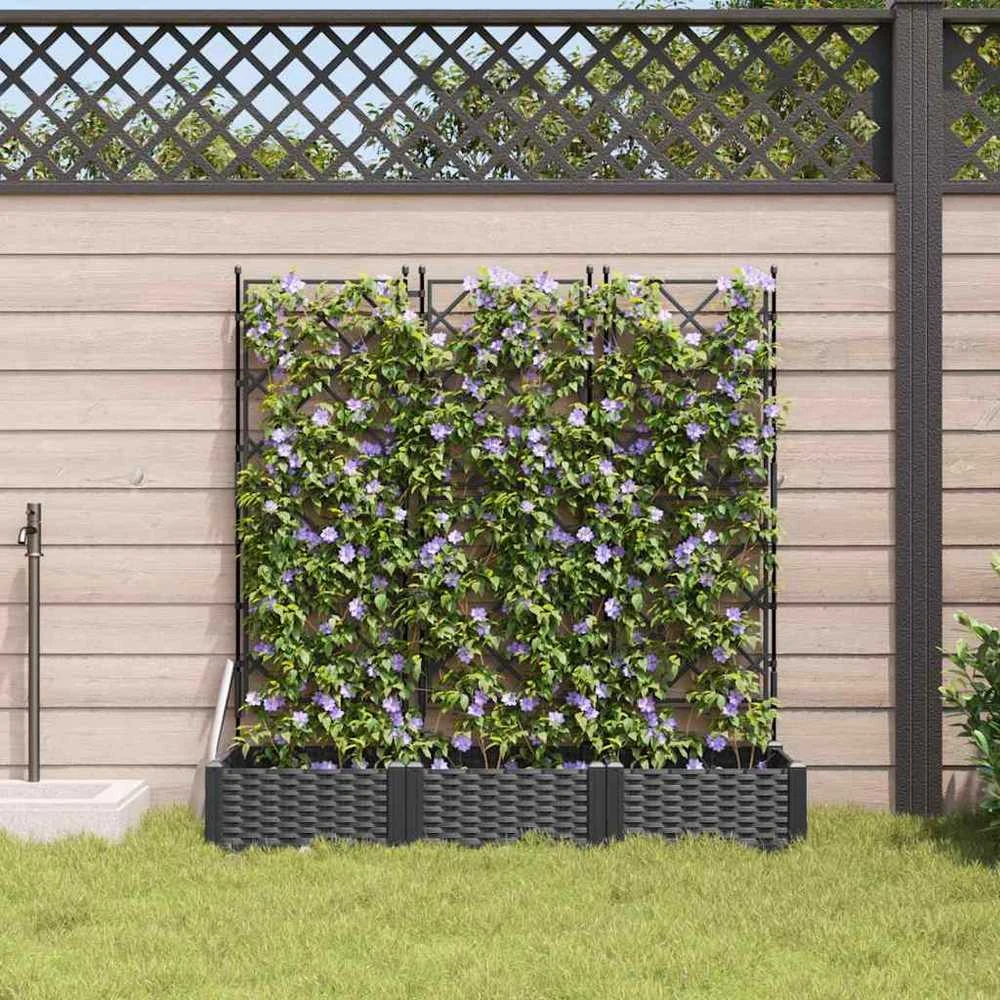 Sodo vazonas 3 vnt. Juoda 120 x 40 x 125,5 cm PP