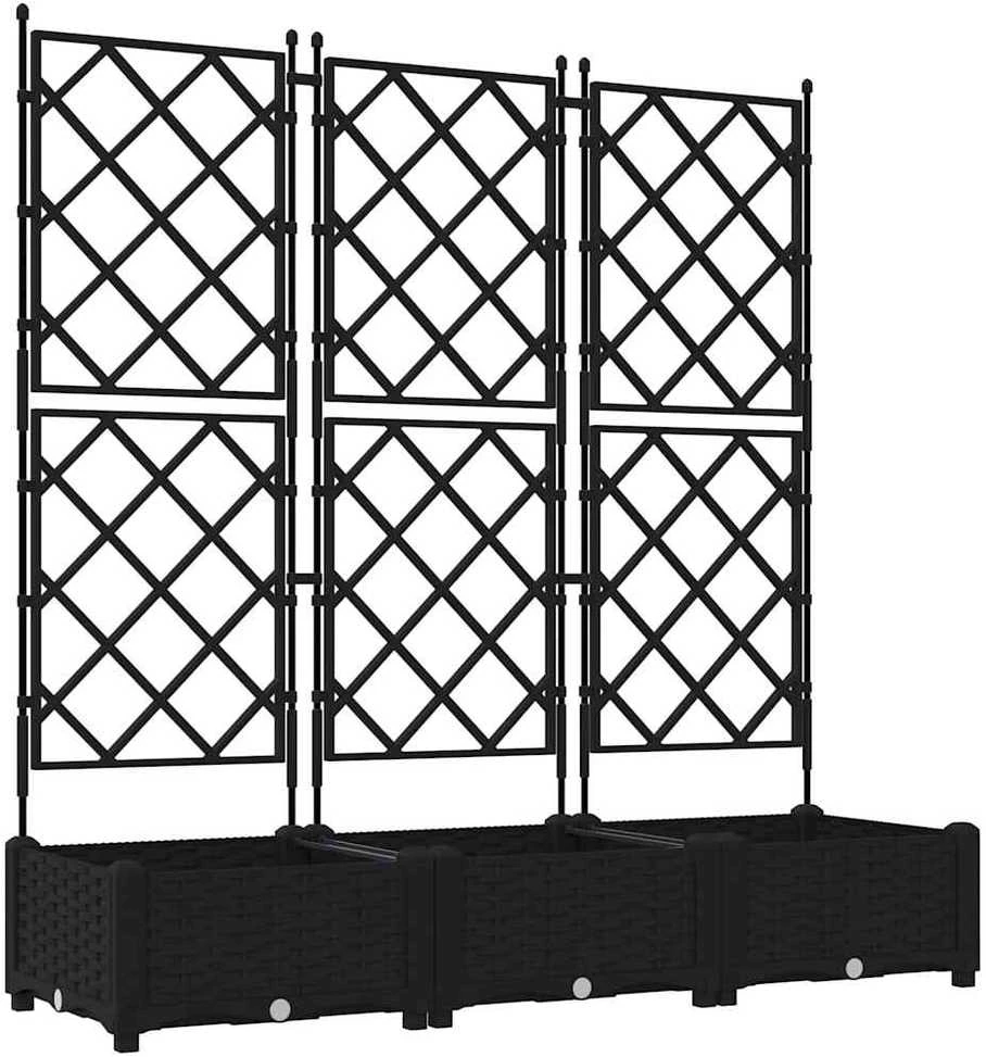 Sodo vazonas 3 vnt. Juoda 120 x 40 x 125,5 cm PP