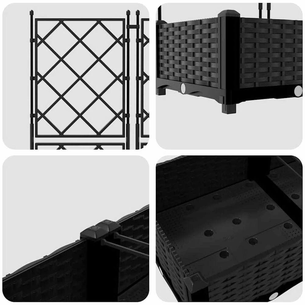 Sodo vazonas 3 vnt. Juoda 120 x 40 x 125,5 cm PP