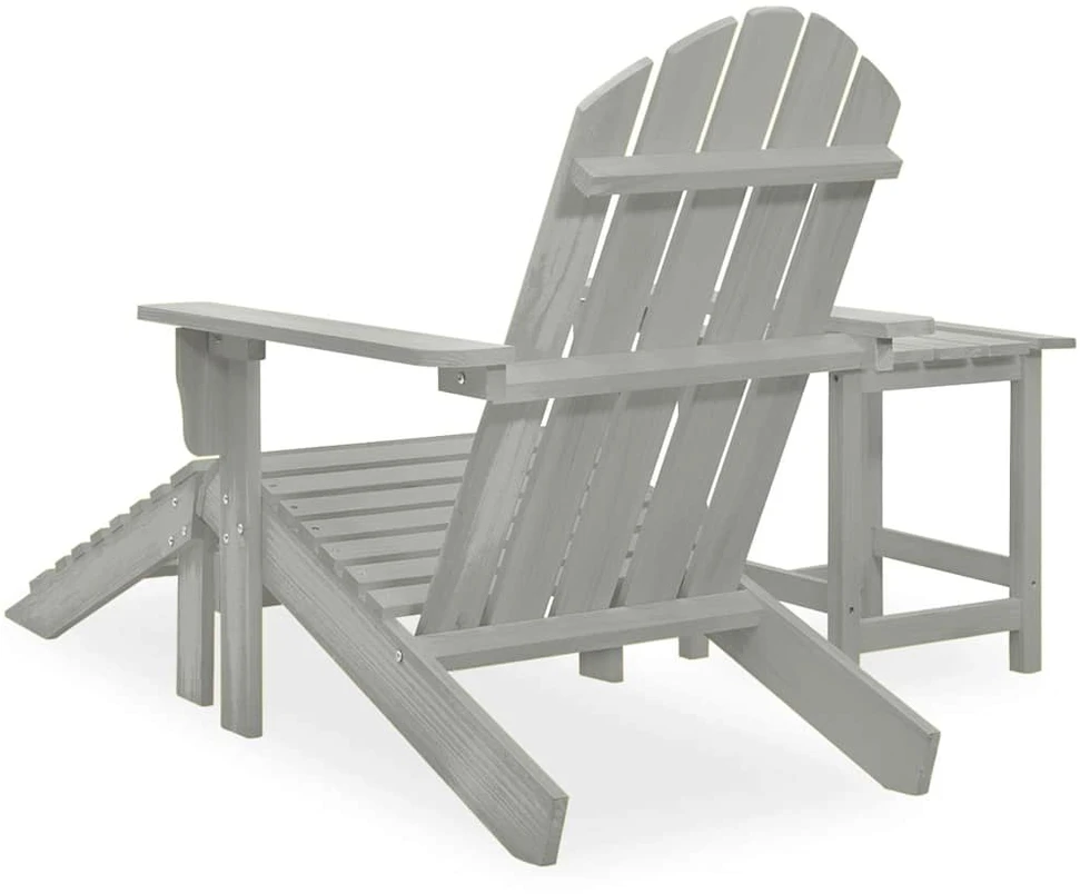 Sodo Adirondack kėdė su otomane ir staliuku, pilka, eglė