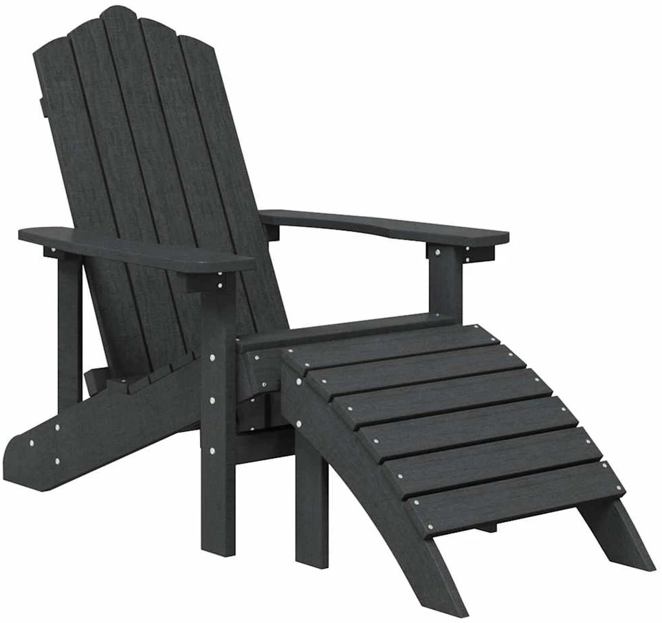 Sodo Adirondack kėdė su pakoja ir staliuku, antracito, HDPE