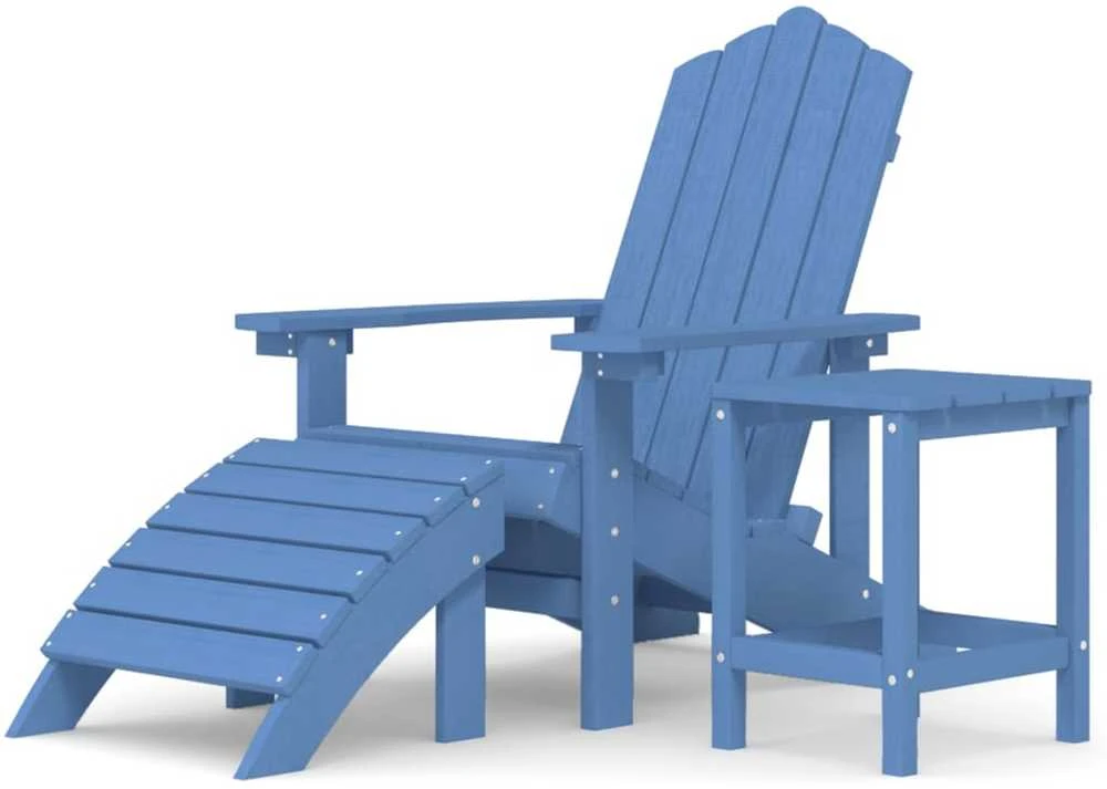 Sodo Adirondack kėdė su pakoja ir staliuku, mėlyna, HDPE