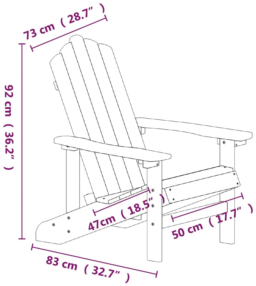 Sodo Adirondack kėdės, 2vnt., baltos spalvos, HDPE