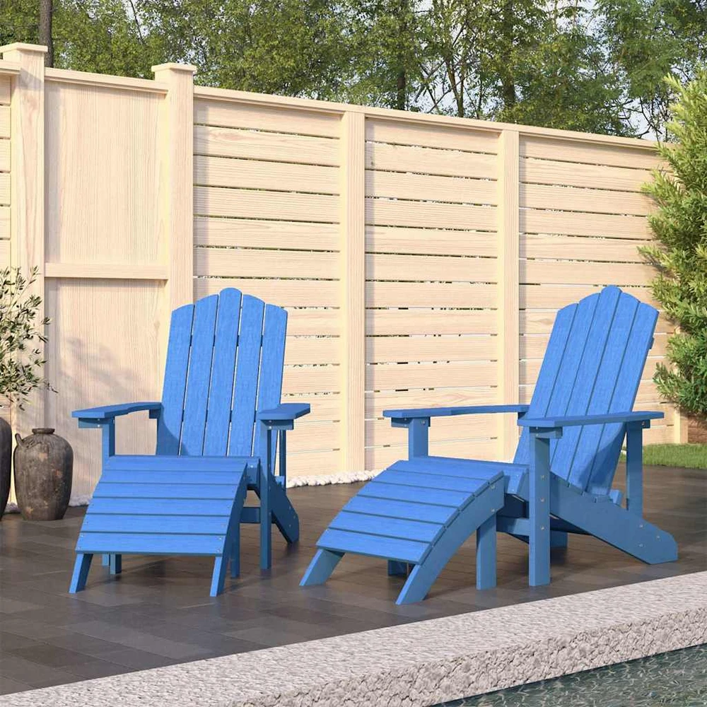 Sodo Adirondack kėdės su pakojomis, 2vnt., mėlynos, HDPE