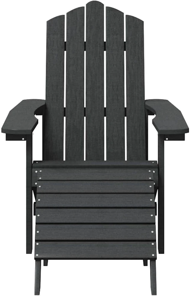 Sodo Adirondack kėdės su pakojomis ir staliuku, antracito, HDPE