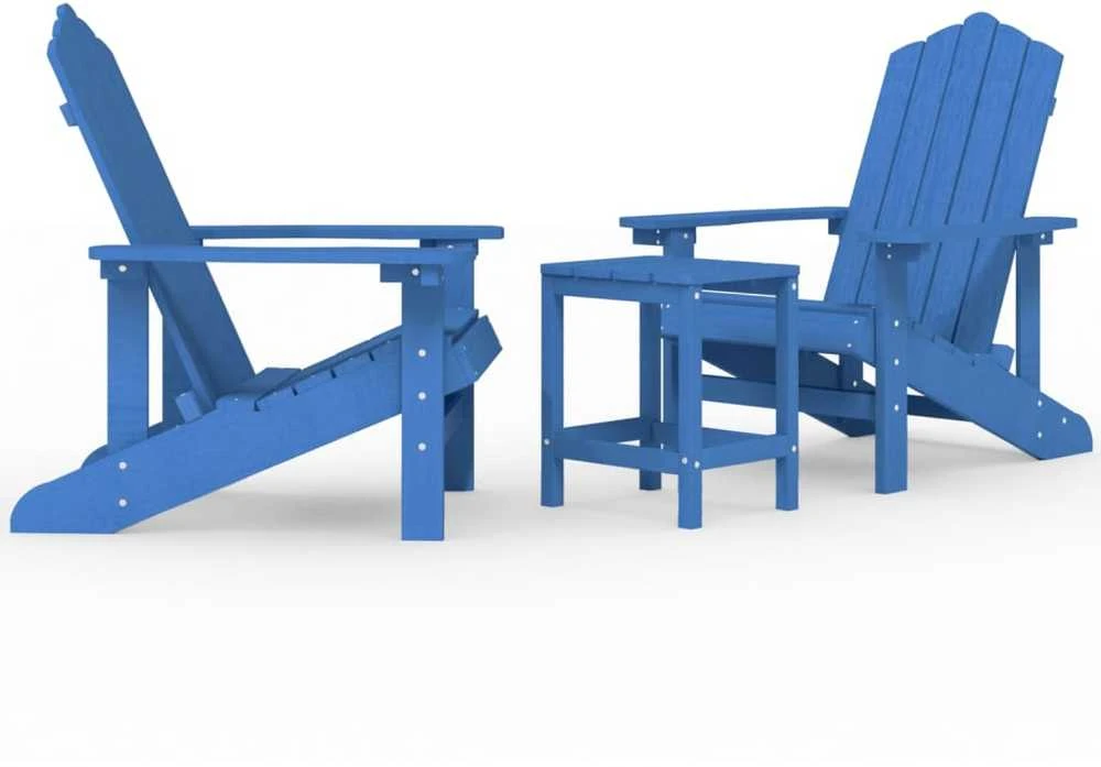 Sodo Adirondack kėdės su staliuku, mėlynos spalvos, HDPE