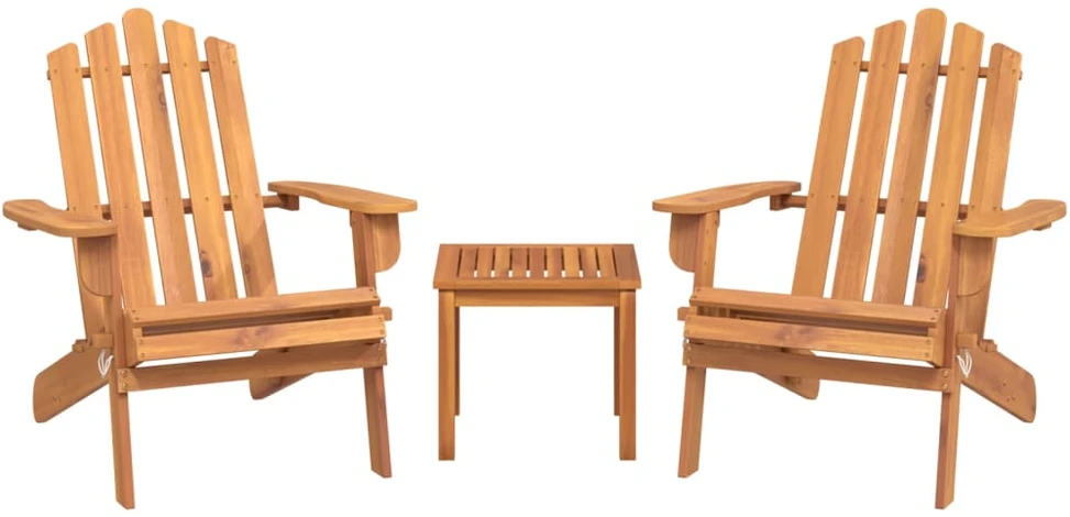 Lauko baldų komplektas Sodo adirondack komplektas, 3 dalių, akacijos medienos masyvas