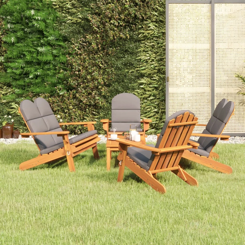Sodo adirondack komplektas, 5 dalių, akacijos medienos masyvas