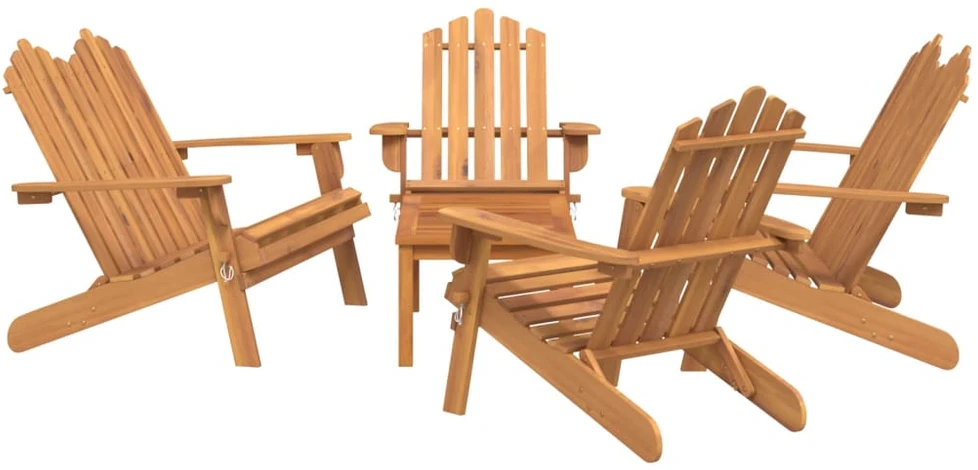 Sodo adirondack komplektas, 5 dalių, akacijos medienos masyvas