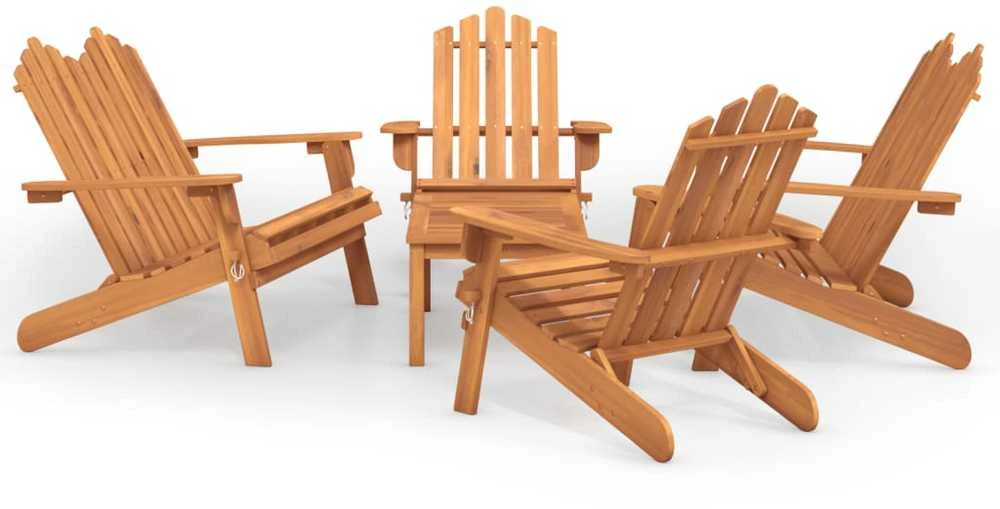 Sodo adirondack komplektas, 5 dalių, akacijos medienos masyvas