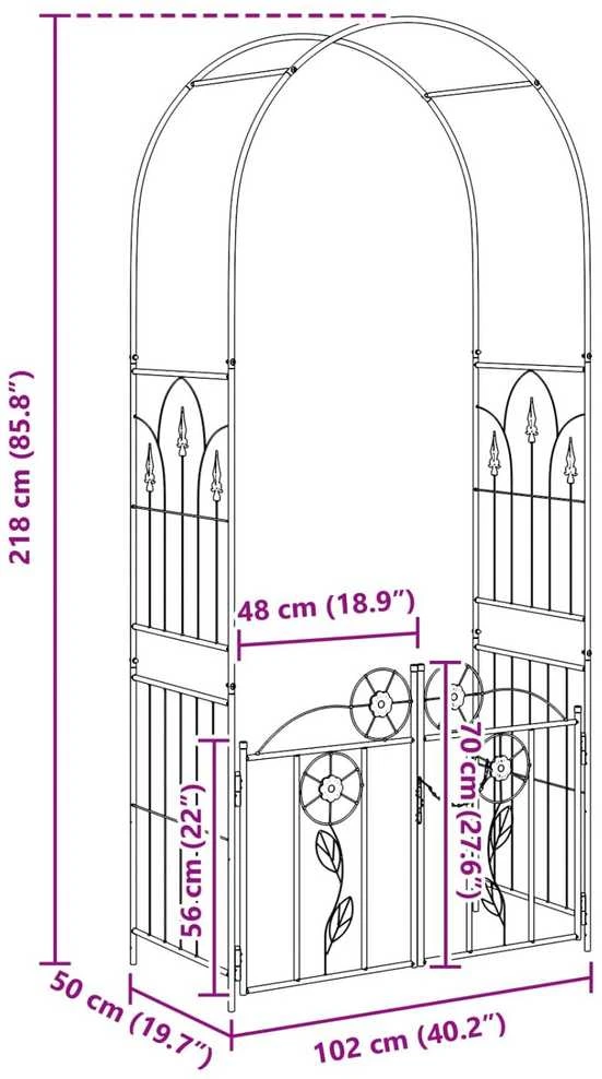 Sodo arka Juoda 102 x 50 x 218 cm Plienas