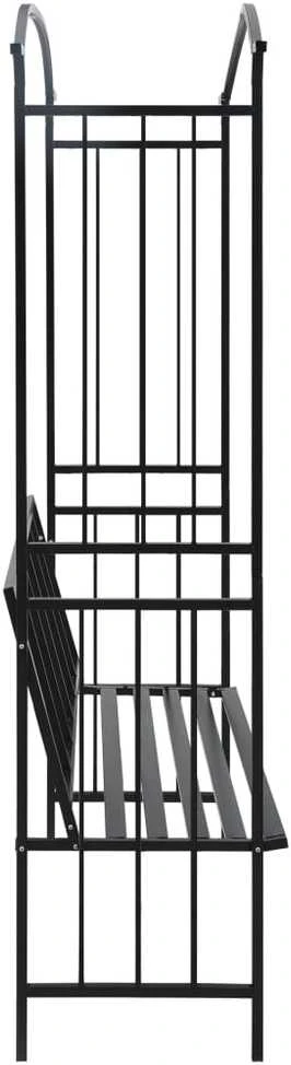 Sodo arka su suoliuku, juoda, 128x50x207cm, geležis