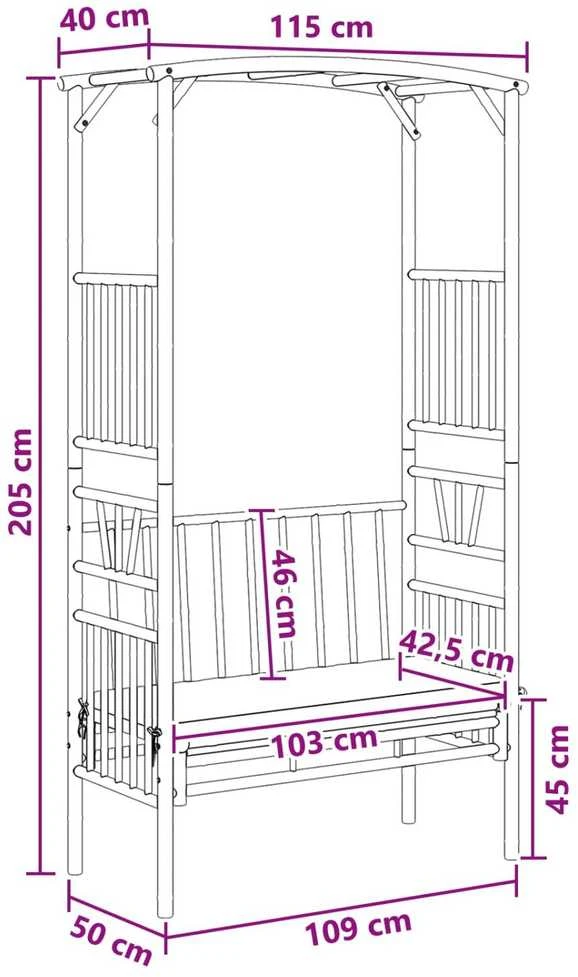 Sodo arka su suoliuku Kreminė balta 115 x 50 x 205 cm Bambukas