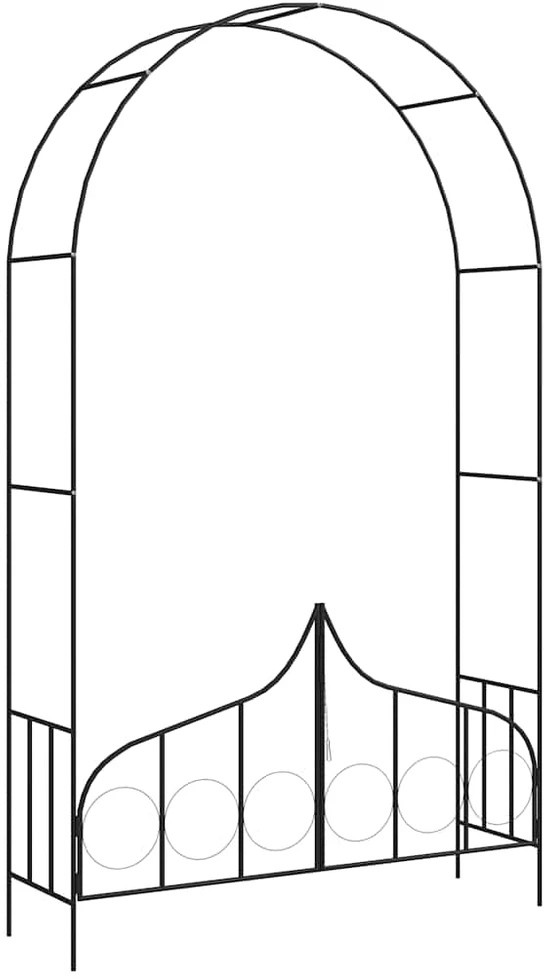 Sodo arka su varteliais, juoda, 138x40x238cm, geležis