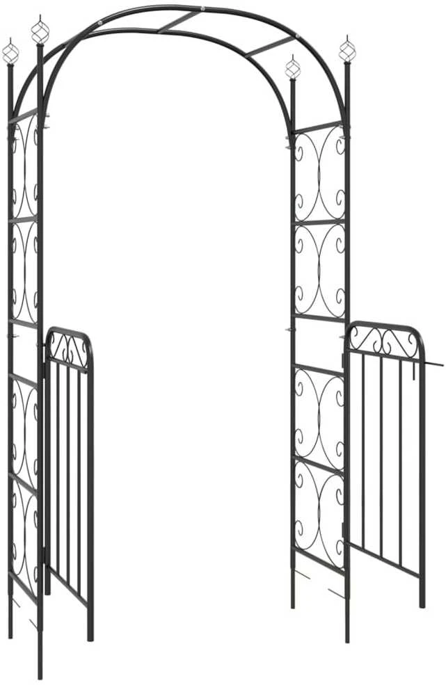 Sodo arka su varteliais, juodos spalvos, 108x45x235cm, plienas