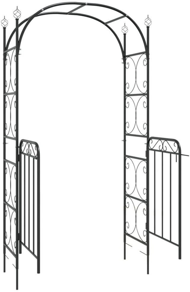 Sodo arka su varteliais, juodos spalvos, 108x45x235cm, plienas