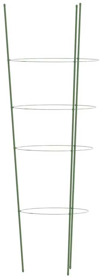 Sodo augalų atramos su 4 žiedais, 5vnt., žalios, 90cm, plienas